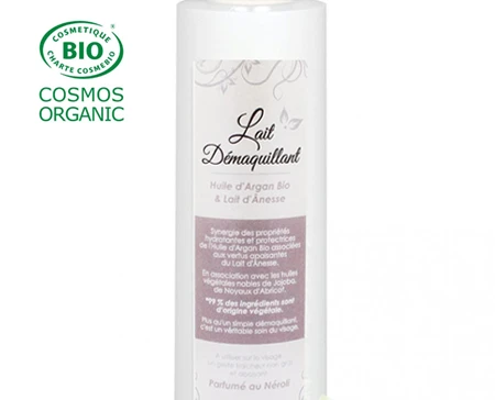 Lait démaquillant au lait d'ânesse bio - Label Cosmos Organic